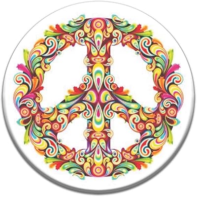Psychedelic Flower Peace Sign - Button/Pinback