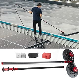 Handheld Outdoor Solar Panel Cleaning Kit with Carbon Fiber Telescopic Rod, Brushless Motor, with Power Converter, Molybdenum Wire Brush, for General Pollution Scenes,7.2M