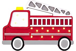 Mud Pie Fire Truck Red Wood Night Light for Boys Room