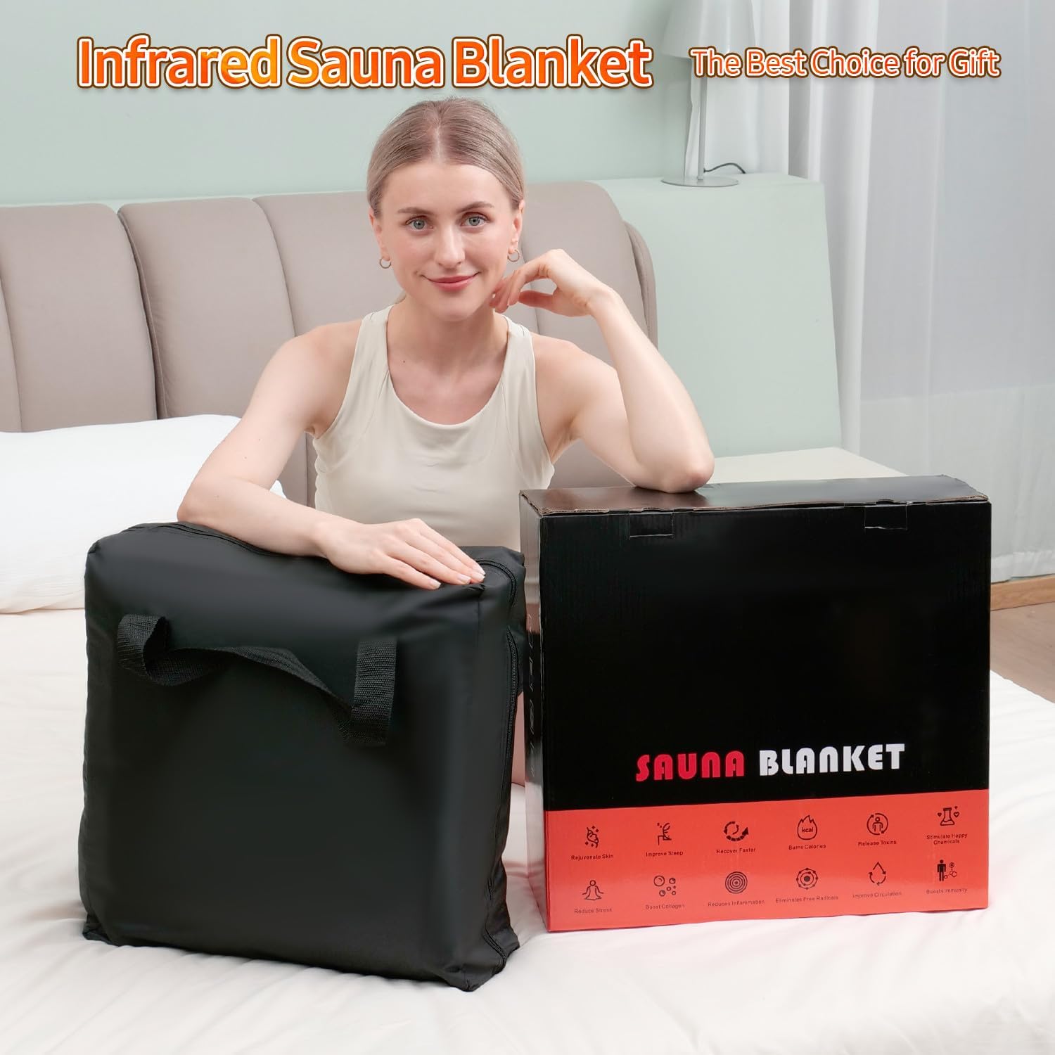 Infrared Sauna Blanket for Home: Premium PU Leather Portable Sauna Blanket Far Infrared Heating Blanket for Full Body Detox & Relaxation – Adjustable 95-167℉ & 20-60 Min Timer 71 x 31.5Inch