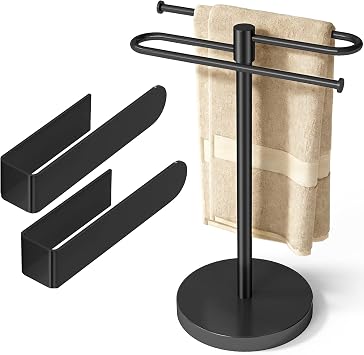 Weighted Base Hand Towel Holder Stand and 8 inch Self Adhesive Hand Towel Holder