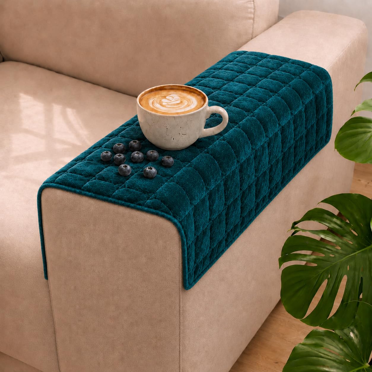 STITCHNEST 'Haven Soft Series' Sofa Armrest Cover | Ultra Soft Plush Hand Rest Protector for Sofa & Couch Furniture, Washable Textured Arm Cover