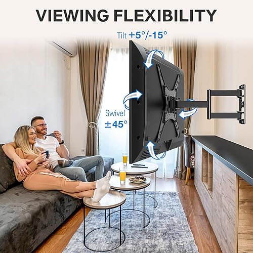 Miniatura 2 de MOUNTUP Soporte de pared para TV de movimiento completo inclinable para la mayoría de televisores curvos planos de 26 a 55 pulgadas con brazos