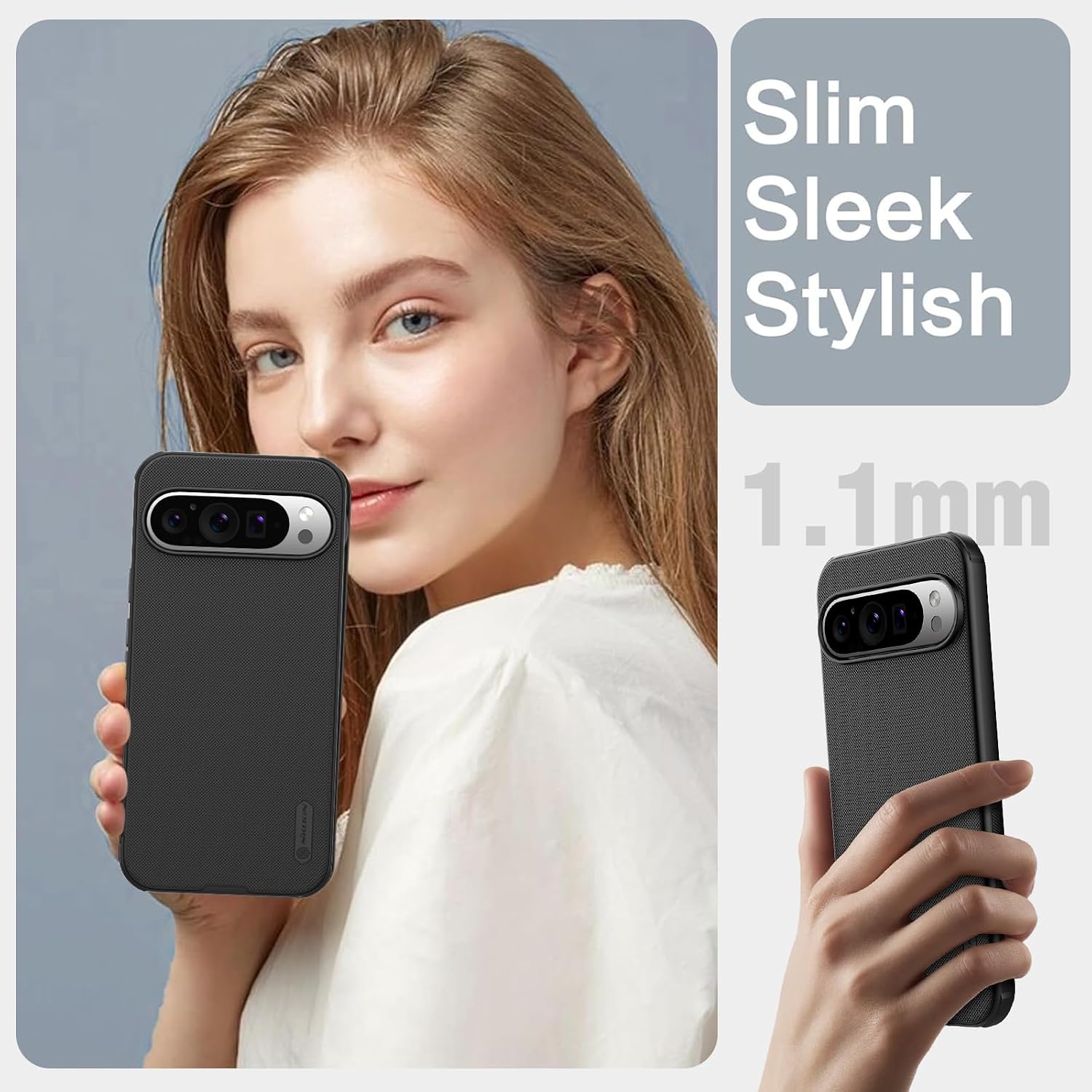 Nillkin for Google Pixel 9 Pro XL Magnetic Case, [Compatible with MagSafe][NO Bulky] Frosted Texture Slim Protective Phone Case for Google Pixel 9 Pro XL Case 6.8'' Black