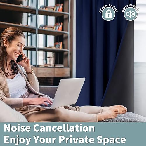 Miniatura 5 de BGment - 2 cortinas 100 % opacas, con aislamiento térmico, forro negro, de doble capa, oscurecedoras, reductoras de ruido y con bolsillo para