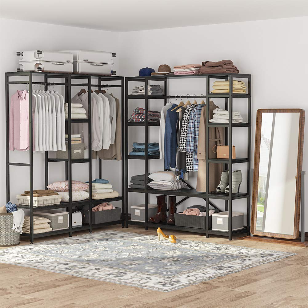 Tribesigns Double Rod Free Standing Closet Organizer, Heavy Duty ...
