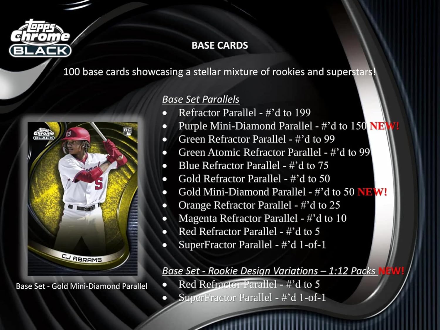 2022 Topps Chrome Black Baseball Hobby Box 1 Pack per Box, 4 Cards per Pack