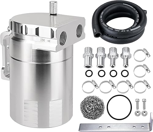 Miniatura 13 de EVIL ENERGY - Depósito de captura de aceite, kit universal con deflector con manguera de combustible NBR, tanque separador de aire y aceite de Rojo