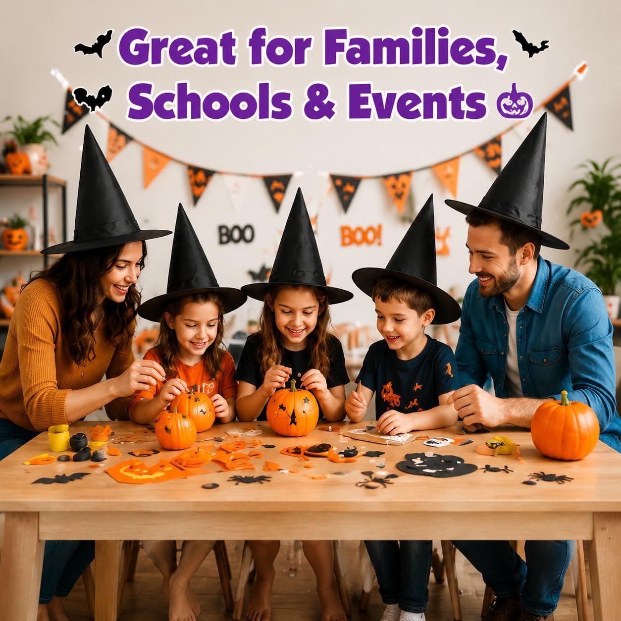 13PC Hanging Witch Hats, Indoor Outdoor Porch Halloween Decor