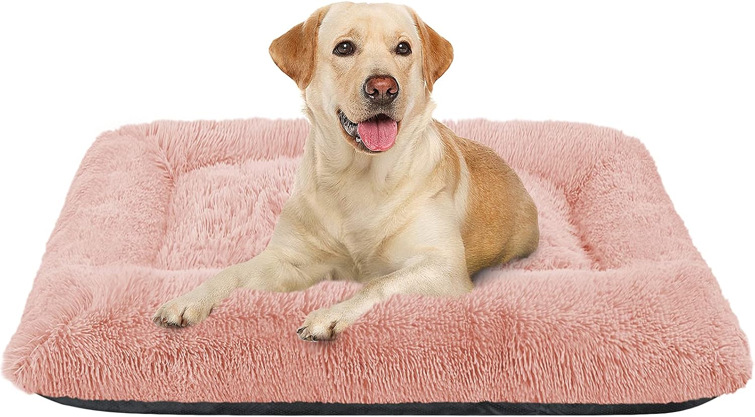 FAREYY Dog Beds Calming Pet Beds, Fulffy Dog Kennel Mat Pad Faux Fur Machine Washable Anti-Slip Comfy Dog Beds for Large Medium Dogs and…