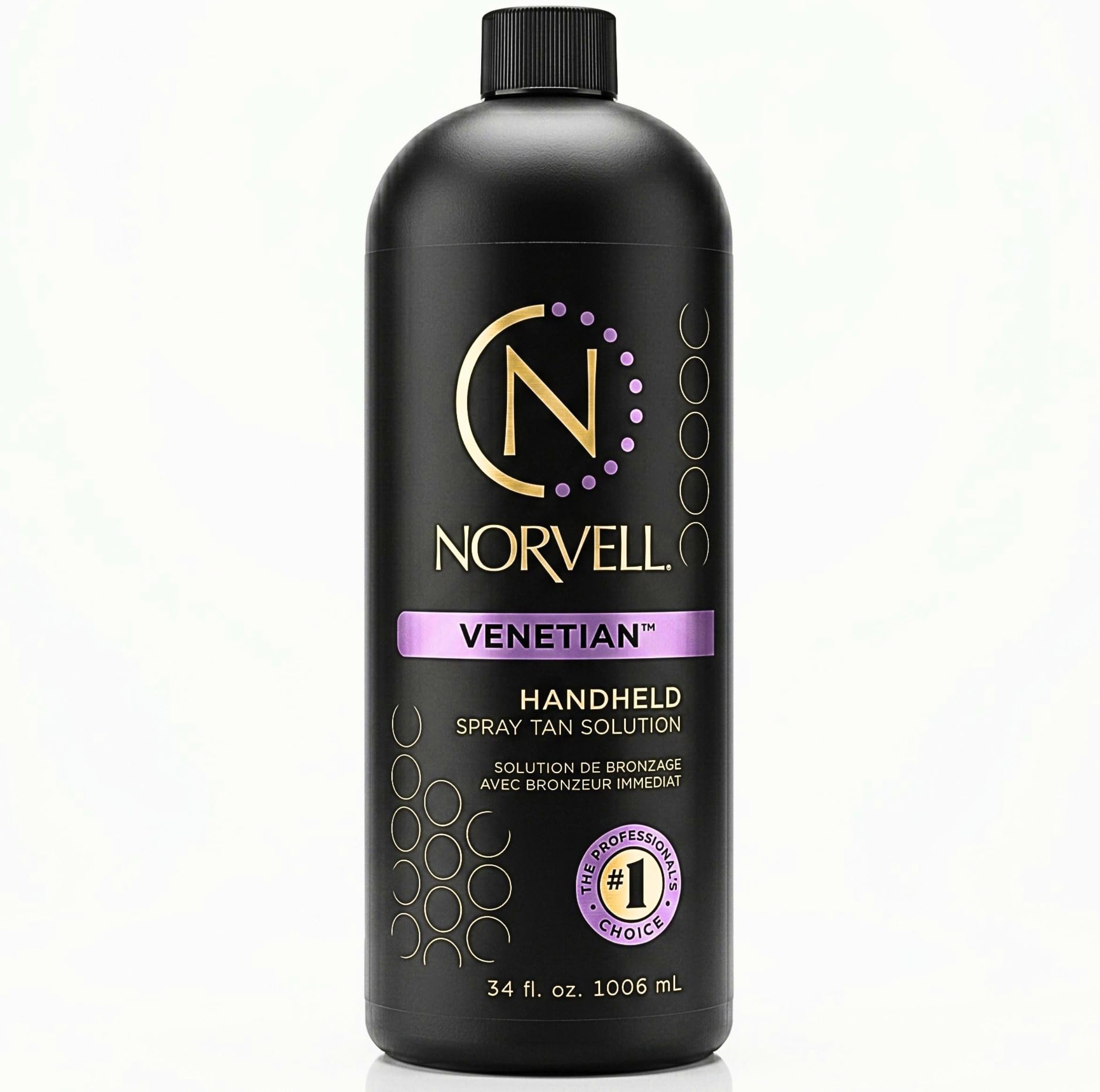 Norvell Premium Spray Tan Solution Venetian 1 Liter | Professional Sunless Tanning Formula for Natural Bronze Glow, Streak-Free, Fast-Drying, Long-Lasting Color