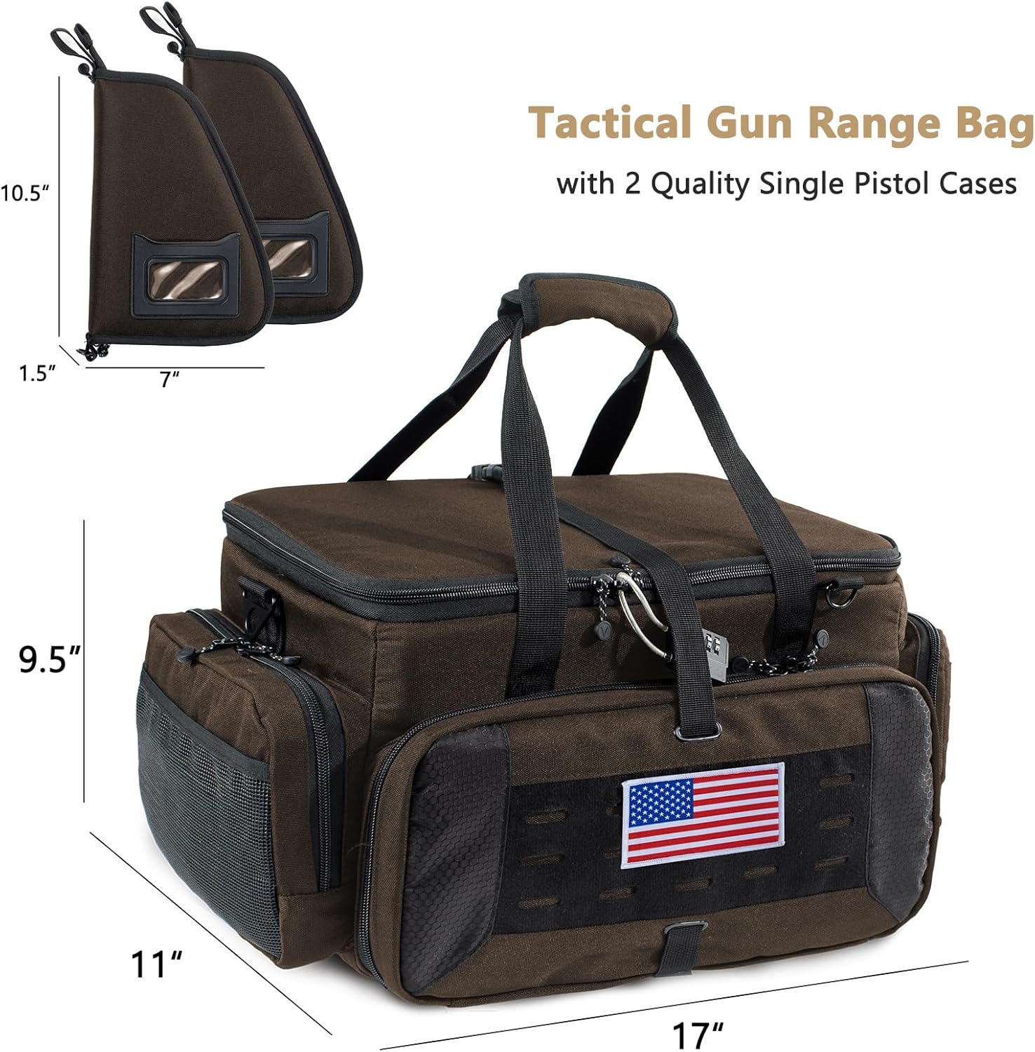Large Pistol Range Bag Shooting - Tactical Gun Range Bag Pistol Cases, Gun Bags for Handguns, Gun Bag for Men, Carrying Duffle Bag for Gun Accessories - Image 5