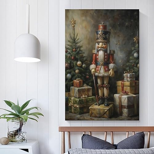 Miniatura 3 de FUCMI Juguete de cascanueces de madera, arte de pared de Navidad, lienzo vintage, póster de impresión artística para el hogar, escuela, oficina, sin