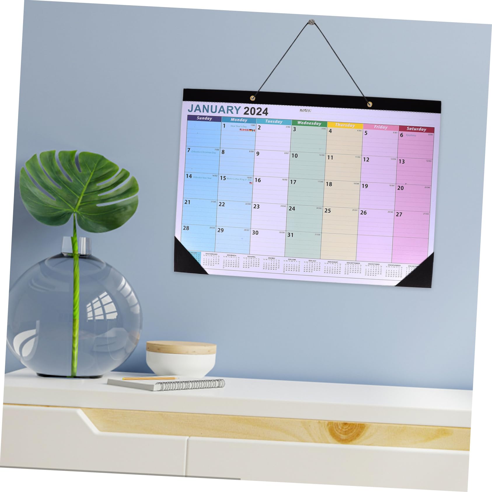 Lurrose 5stücke Hängender Monatskalender Englischer Wandkalender Mit Notizfeldern Für Planung Und Organisation Praktischer Und Stilvoller Wandkalender Für Zuhause Und Büro