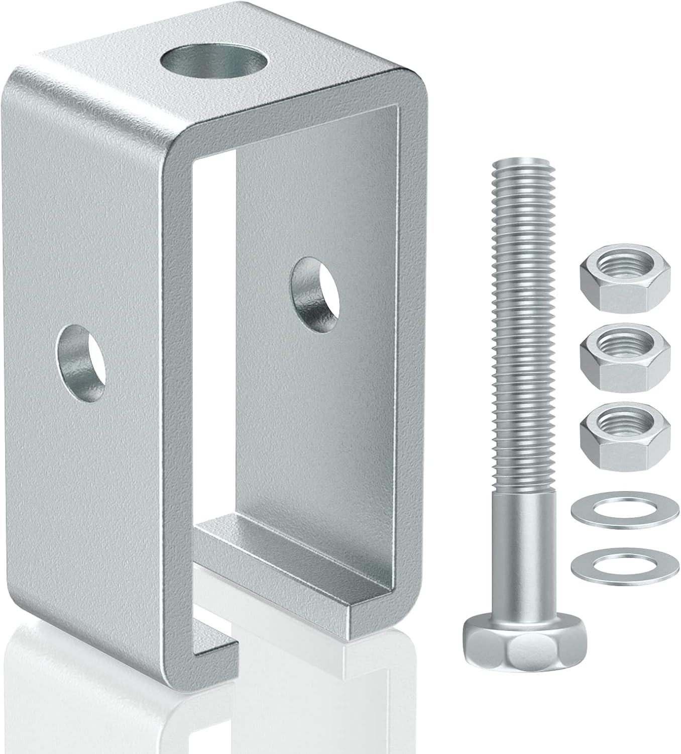 4 Pack Channel Trolley Track Support Hanger Bracket for All 1-5/8" Strut Channel,Heavy-Duty Steel Support Bracket,Trolley Strut Hangers w/Bolt &Nut for Punching Bag,Electric Hoist &Rolling Door