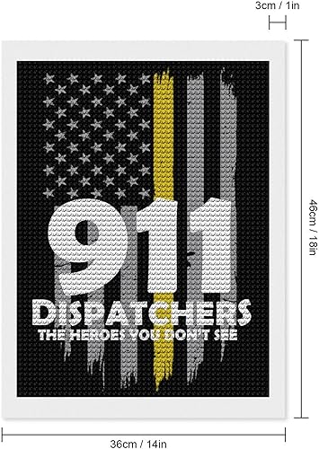 Miniatura 2 de Bandera amarilla americana 911 Despachadores DIY pintura de diamante taladro completo kit de arte de diamantes para decoración de pared del hogar,