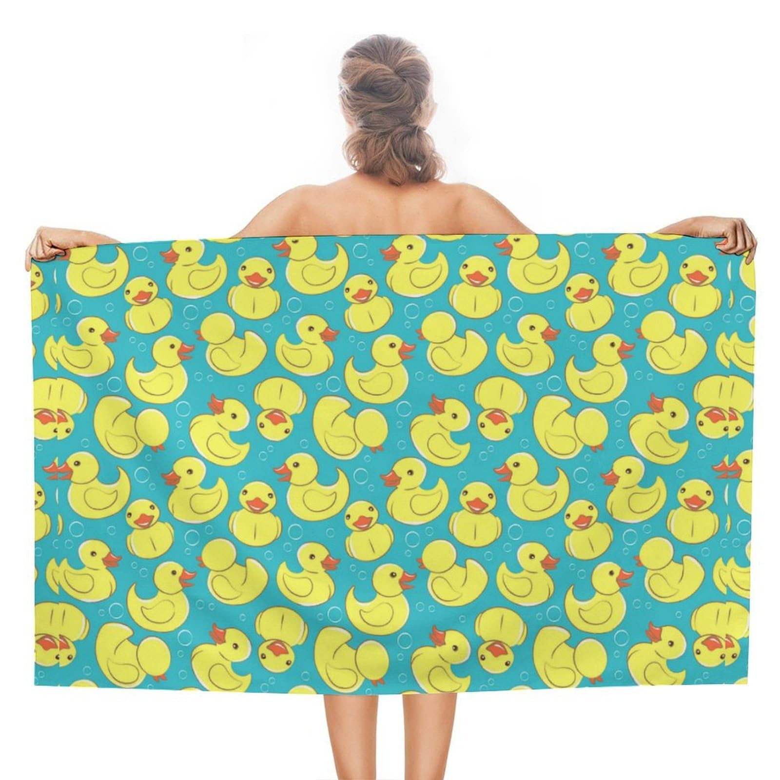 CGSBNGHA Yellow Rubber Duck And Bubbles Beach Towels Soft Bathroom Bath Pool Swim Towels for Women Men