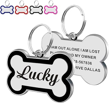 Dog Tags Personalized for Pets Dog Name Tags Personalized Dog Tag Engraved Custom Dog Tags for Pets Custom ID Tags for Puppy Cat Black, S
