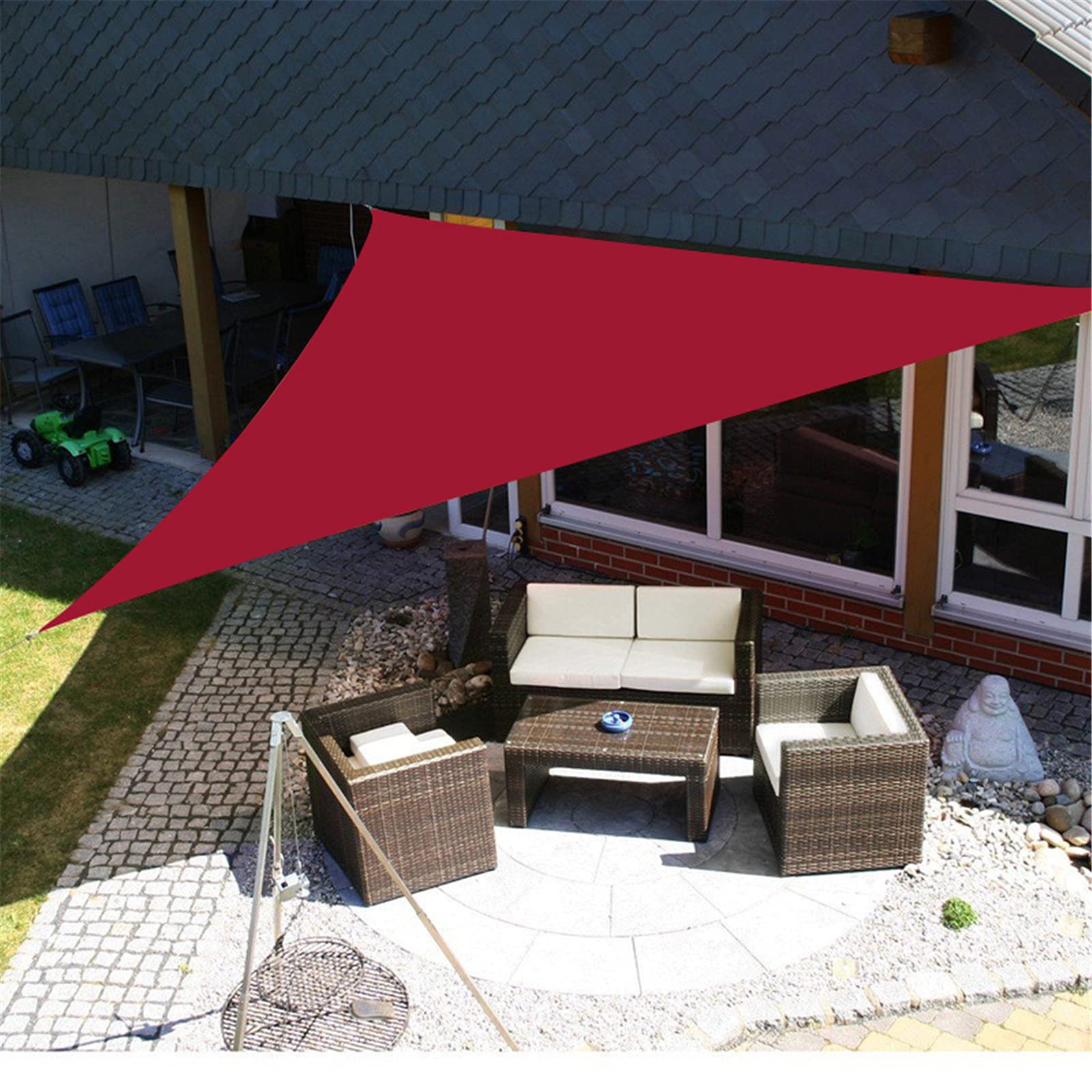 Voile Dombrage Triangulaire 3X4x5, Toile Ombrage Triangulaire Anti UV, Voile Dombrage Imperméable, Polyester Résistant Aux Déchirures, Toile Soleil Exterieure pour Terrasse,Wine Red,300 * 400 * 500