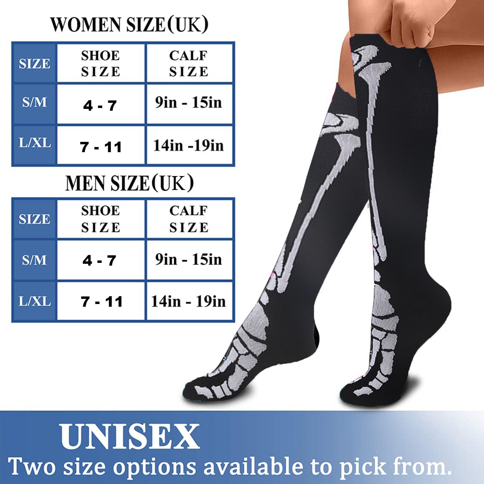 BONANGEL 4 Pares Calcetines de Compresión para Mujeres y Hombres 15 a 20 mmHg Medias de Compresion Deportivos y Médicos para Correr, Vuelo, Viaje, Enfermera, Materna