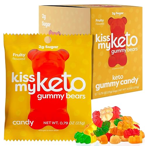 Kiss My Keto Gomitas con aceite MCT Caramelos bajos en carbohidratos Snacks inteligentes aptos para Keto Bajas en azúcar y sin gluten Solo 3 g