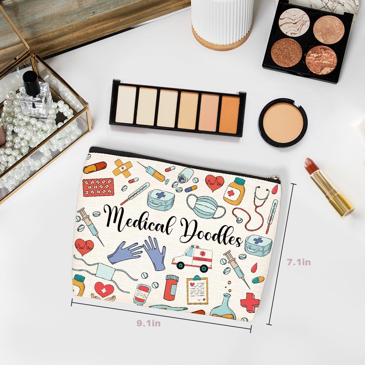 Wenboco Nurse Makeup Bags, Nurse Gifts for Women, Medical Noodles Cosmetic Bags With Zipper, Portable Pouch Purse Travel Essentials Toiletries Accessories, Christmas Birthday Gifts - Image 2