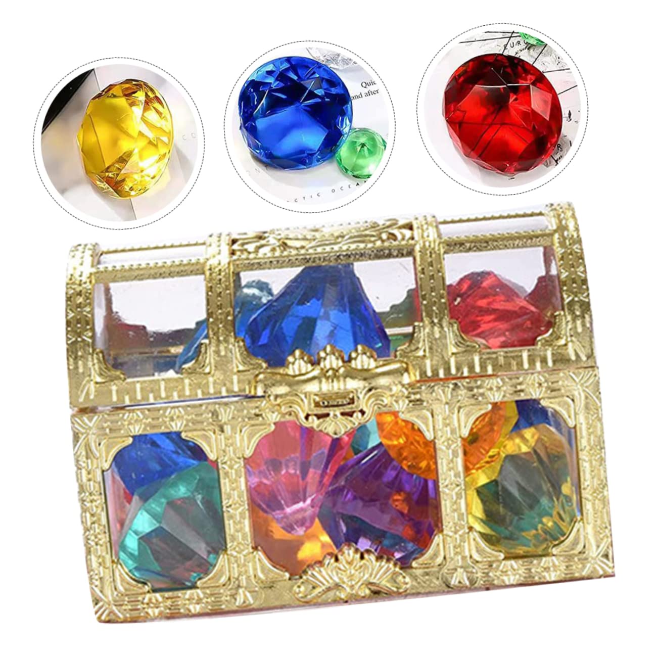 ibasenice 4sets Jouets De Piscine Gem Flotter Plonger Jouets De Plongée Piscine Coffre Trésor De Gemmes De Plongée Flotteurs pour La Piscine Jouer Piscine Gonflable Jeu Métal 20pcs * 4