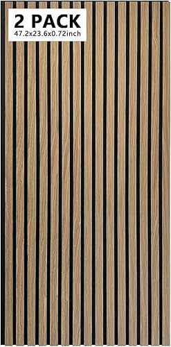 Paquete de 2 paneles de pared de madera acústica, paneles de pared insonorizados de 47.2 x 23.6 x 0.72 pulgadas, barrera acústica decorativa,