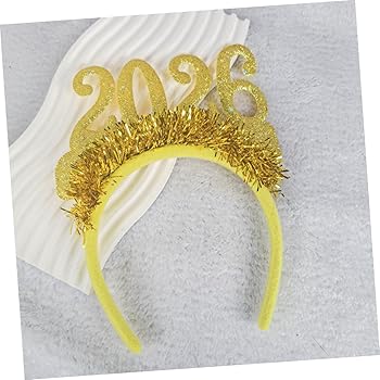 2 Stück Haarreif 2026 Happy New Year Haarreifen Silvester Deko, 2026 Glitzer Zahlen Stirnbänder, Neujahr Sterne Haarbänder, Kopfschmuck mit Glitzernden Zahlen und Girlanden, Weihnachten Fotorequisiten