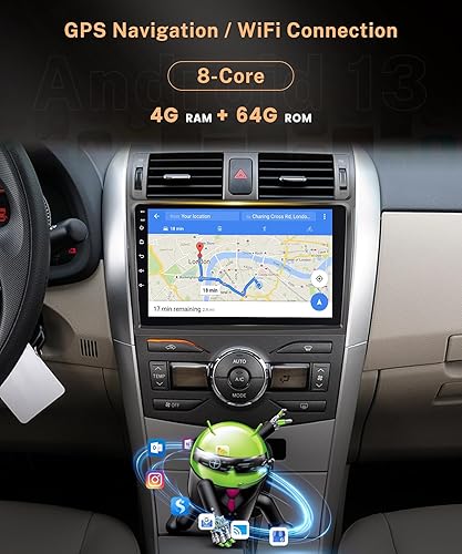 Miniatura 19 de 2G+64G Radio de coche Carplay para Toyota Corolla 2009 2010 2011 2012 2013, Rimoody Android Car Stereo Android Auto GPS WiFi 9 pulgadas pantalla