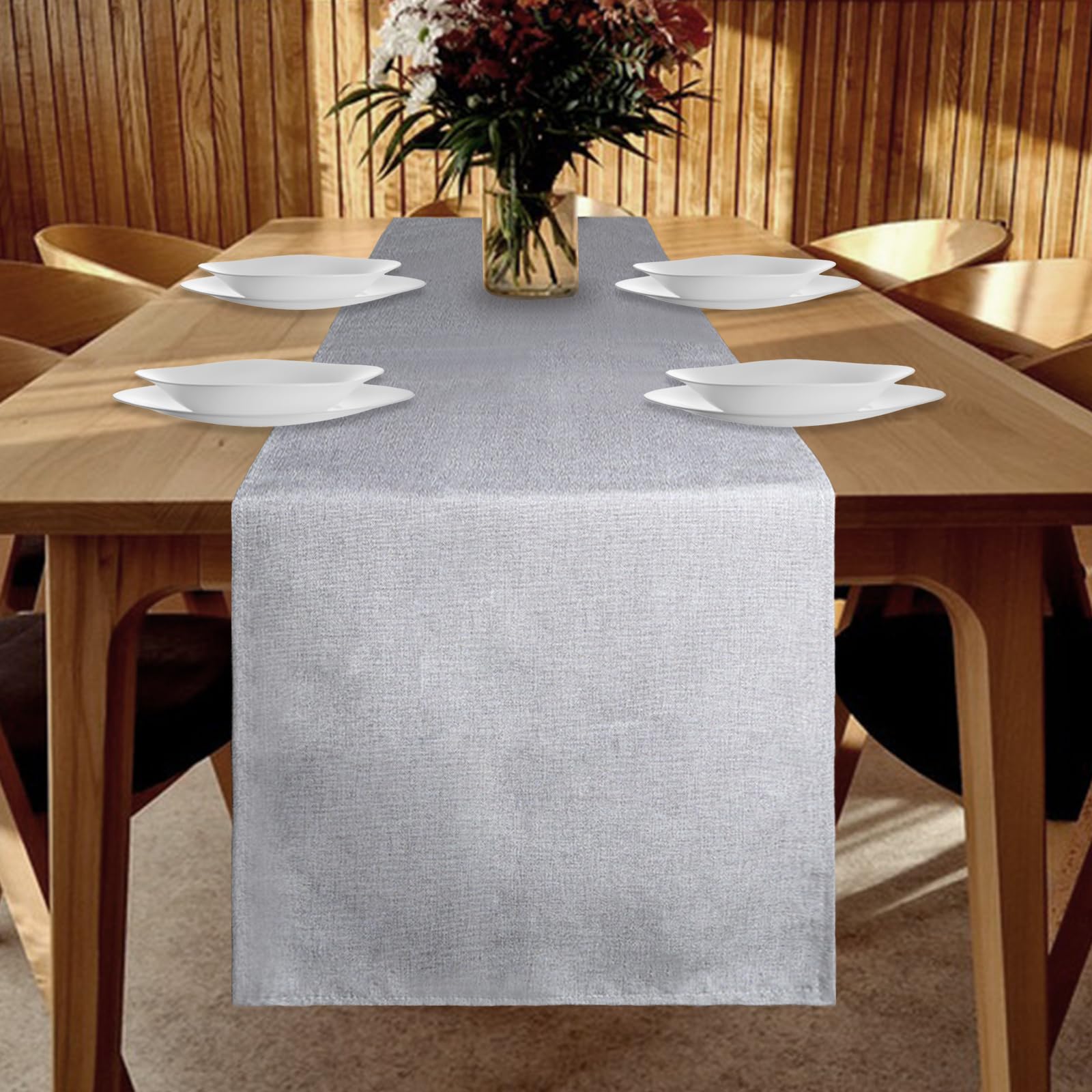 YUNSHANGHE Waterproof Table Runner, 40 x 140 cm, Light Grey, Linen Look, Washable, Modern, Stain-Resistant, Perfect for Dining Room, Party, Holiday Decoration — image 1