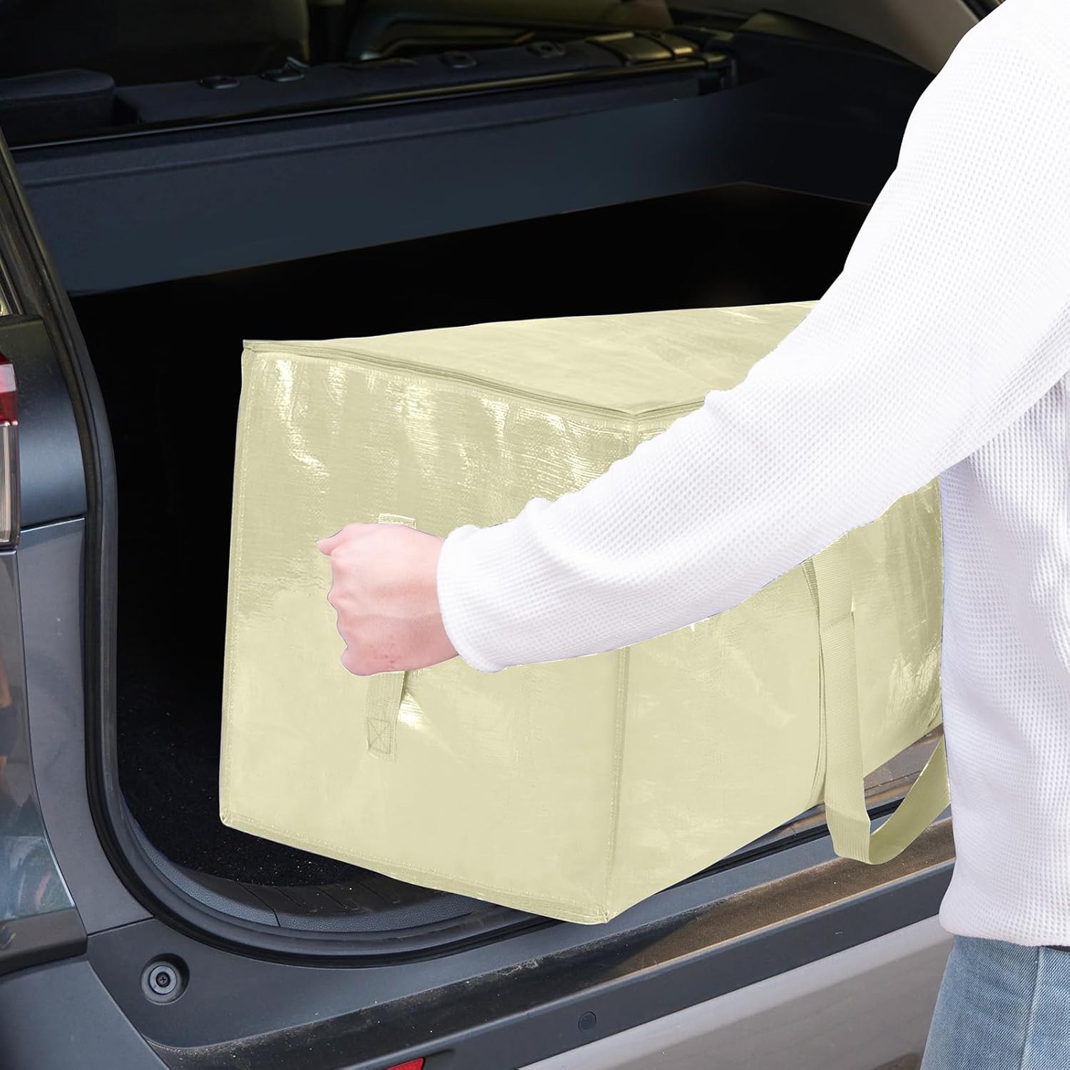 TICONN 6 Pack Extra Large Moving Bags Heavy Duty with Zippers & Carrying Handles, Durable Storage Bags Moving Boxes for Closet Organizers and Storage (6 Pack, Cream) - Image 10