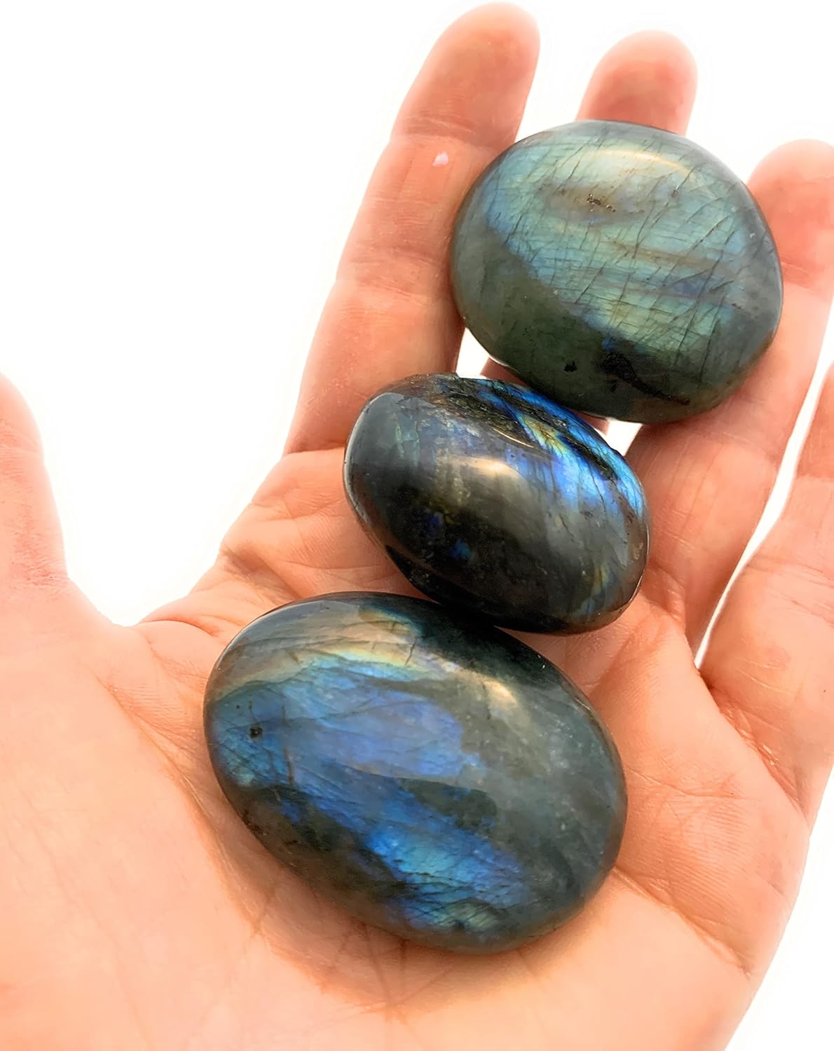 Smiling Wisdom | I'm Sorry Greeting Card | Light Humored Yet Effective Apology Card | Beautiful Healing Palm Stone | Blue Labradorite