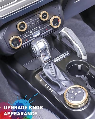 Miniatura 110 de Savadicar CKT01 Billet - Juego de molduras de perilla de control de aluminio, faros/4WD/HVAC, biseles de anillo de perilla de control climático, Rojo