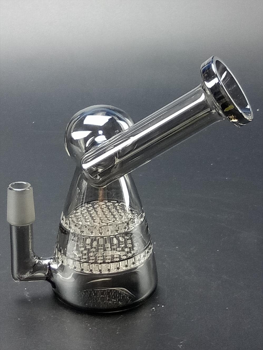 Farar Gray Glass Bong 14cm Tall Cute Water Pipe 14.5mm Joint Oil Recycle GB544