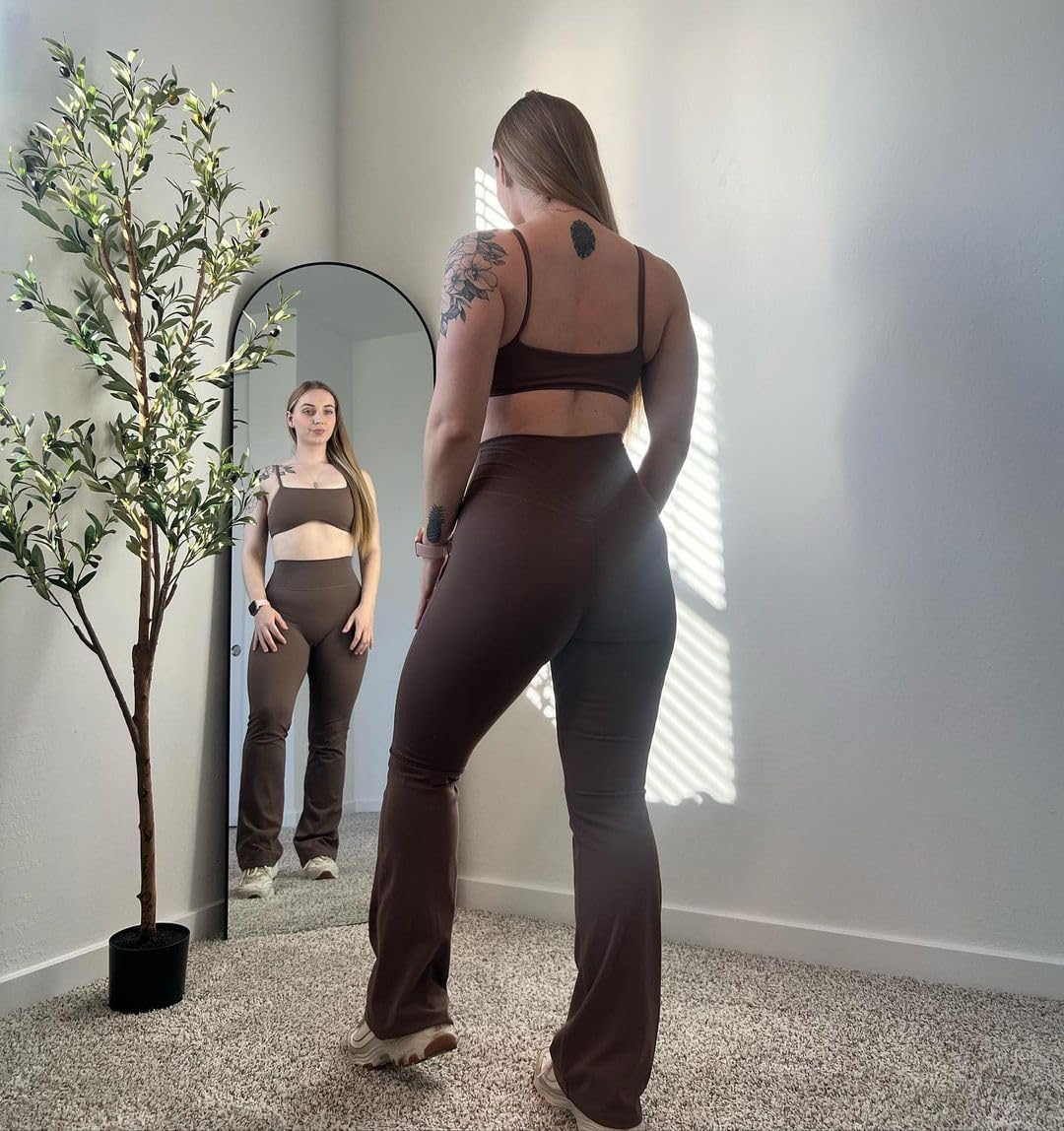 Aoxjox Mini Flare Leggings for Women Trinity Tummy Control High Waisted Wide Leg Yoga Pants 29"/31"/33" - Image 2