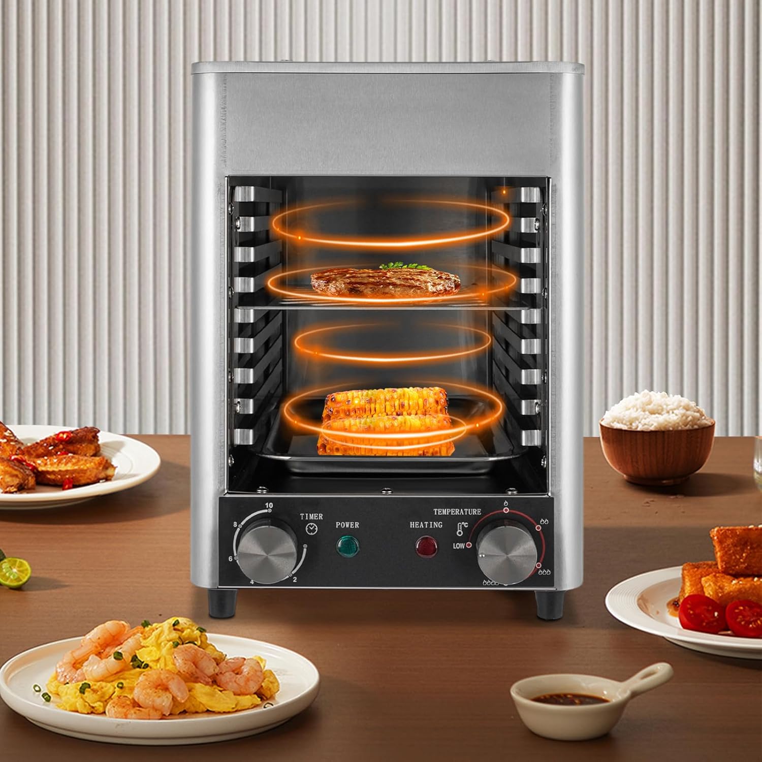 Electric Steak Grill 1700W Infrared Smokeless Electric Broiler with Timer & 9 Height Settings, Countertop Stainless Steel Broiler for Steak, Lamb, Seafood, BBQ