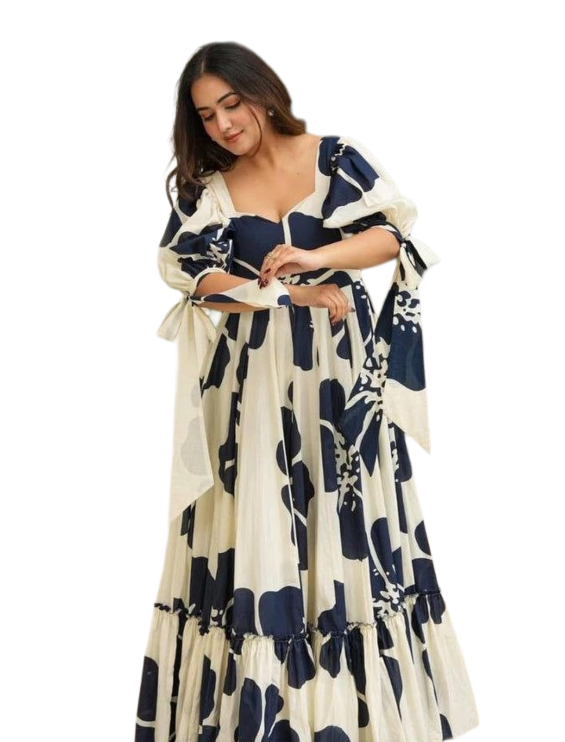 Dress for Woman | Western Dress for Women | Stylish Maxi Wear | Long One Piece | Floral Printed Frock for Womens Gown | Maxi Outfit | 3/4 Sleeves Wear for Party, Vacation & Beach
