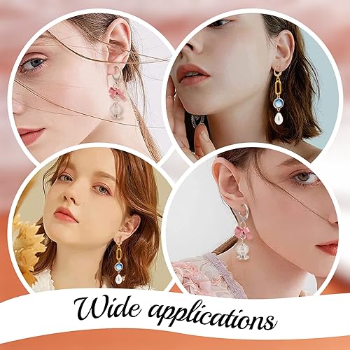 Miniatura 6 de Beebeecraft 1 caja de 100 piezas de aretes chapados en oro de 24 quilates redondos franceses, color gris y dorado, 0.571 x 0.492 in, para