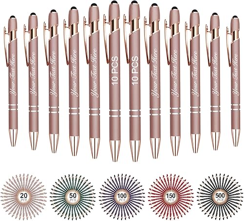 Bolígrafos personalizados personalizados con nombre y texto a granel, 10 bolígrafos personalizados con grabado gratis, regalo para mujeres y