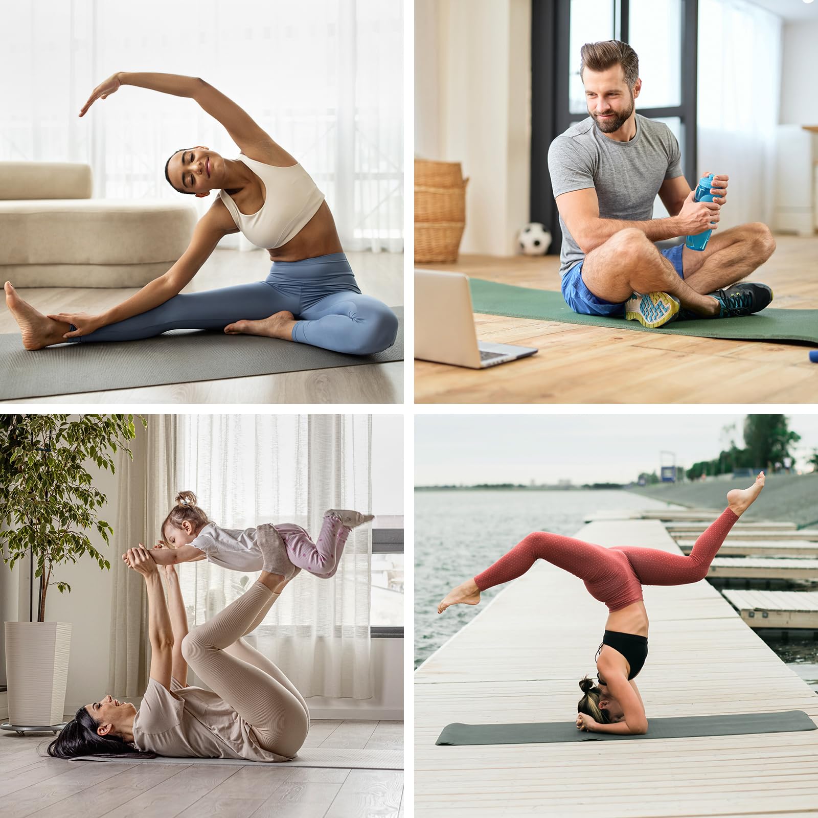 ALPIDEX Tappetino Yoga 190 x 61 x 0.6 cm | 190 x 90 x 0.6 cm E-Book Tappeto TPE Fitness Antiscivolo Aerobica Palestra Ginnastica Pilates Allenamento Casa