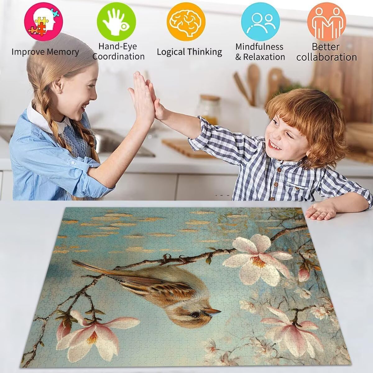 Puzzle Erwachsene 2000 Teile Vogel Blume Educa Jigsaw für Kinder ab 8 Jahren Mädchen Jungen, Erwachsene Impossible Klassische Puzzles Schwer, Anspruchsvoll Spielspaß, Als Geschenke 70x99cm t-752