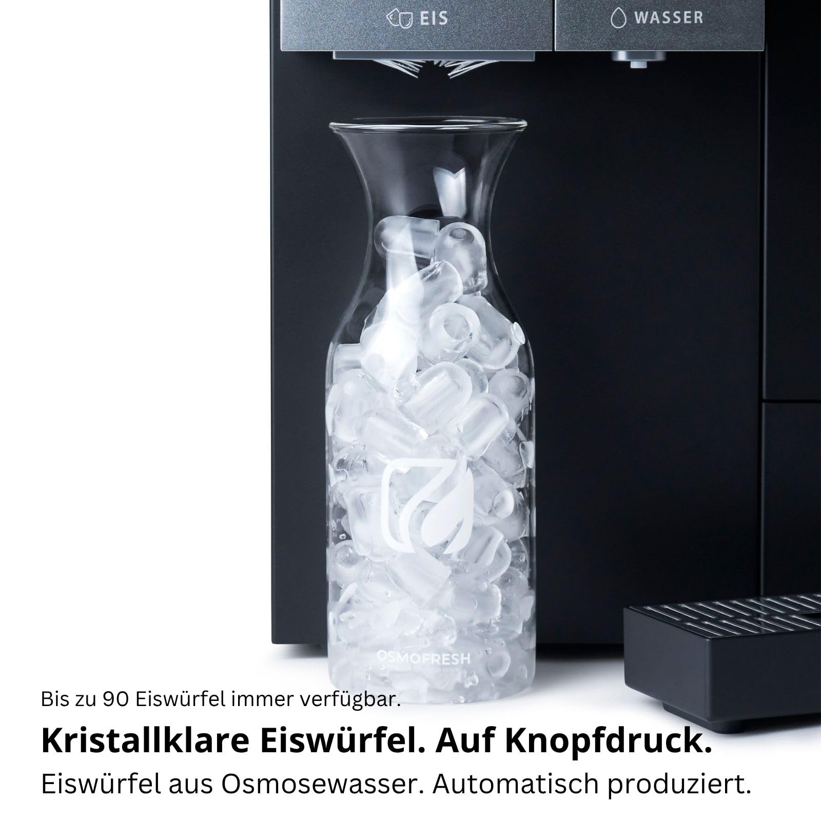 OsmoFresh Fusion Ice | Osmoseanlage mit Eiswürfelmaschine | gekühltes Wasser (bis 1°C) | kochend heißes Wasser | stufenlos | sehr wenig Abwasser | mit UV | 7-Fach Filterung | Mineralisierung