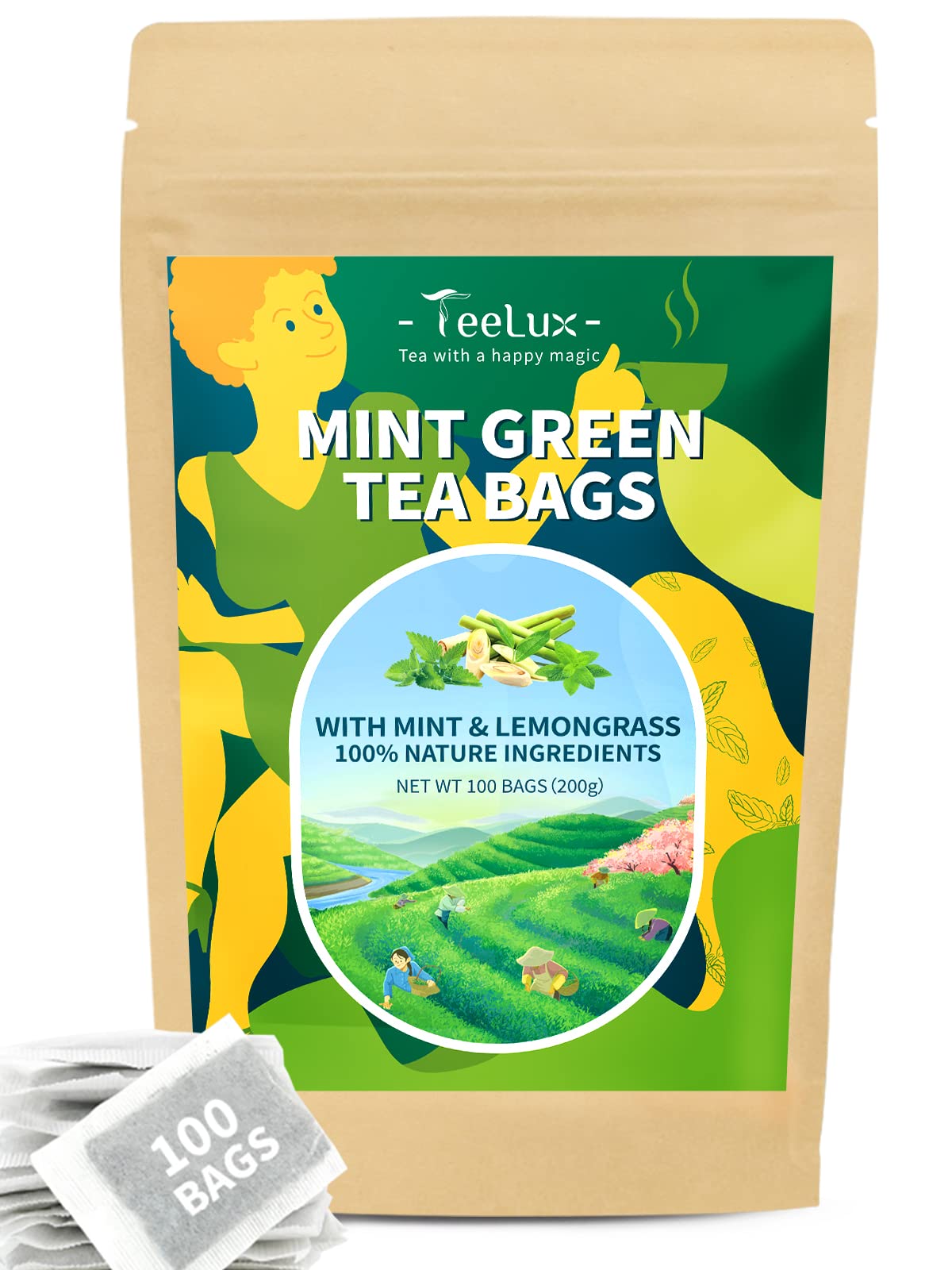 TeeLux Dandelion Leaf & Root Tea Bags 100 Count, Vegan, Rich Flavor, Premium Dandelion Tea, Natural Caffeine Free Herbal Tea — view 59