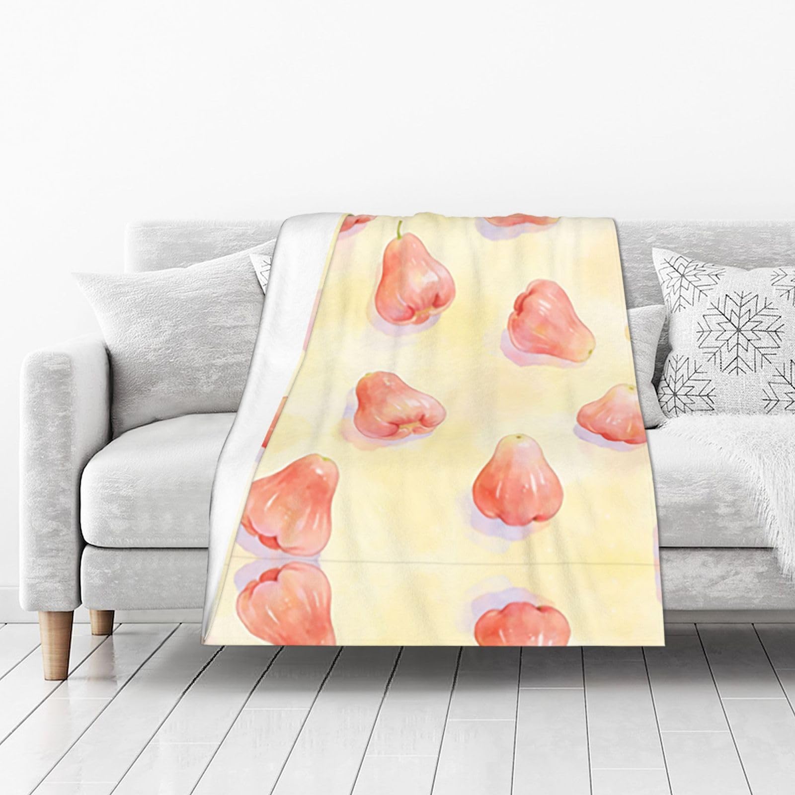 DUYIOKH Blush Fruit Print Thick Throw Blanket, Blanket for Couch Bed Warm Travel Blanket for Camping Movie Night