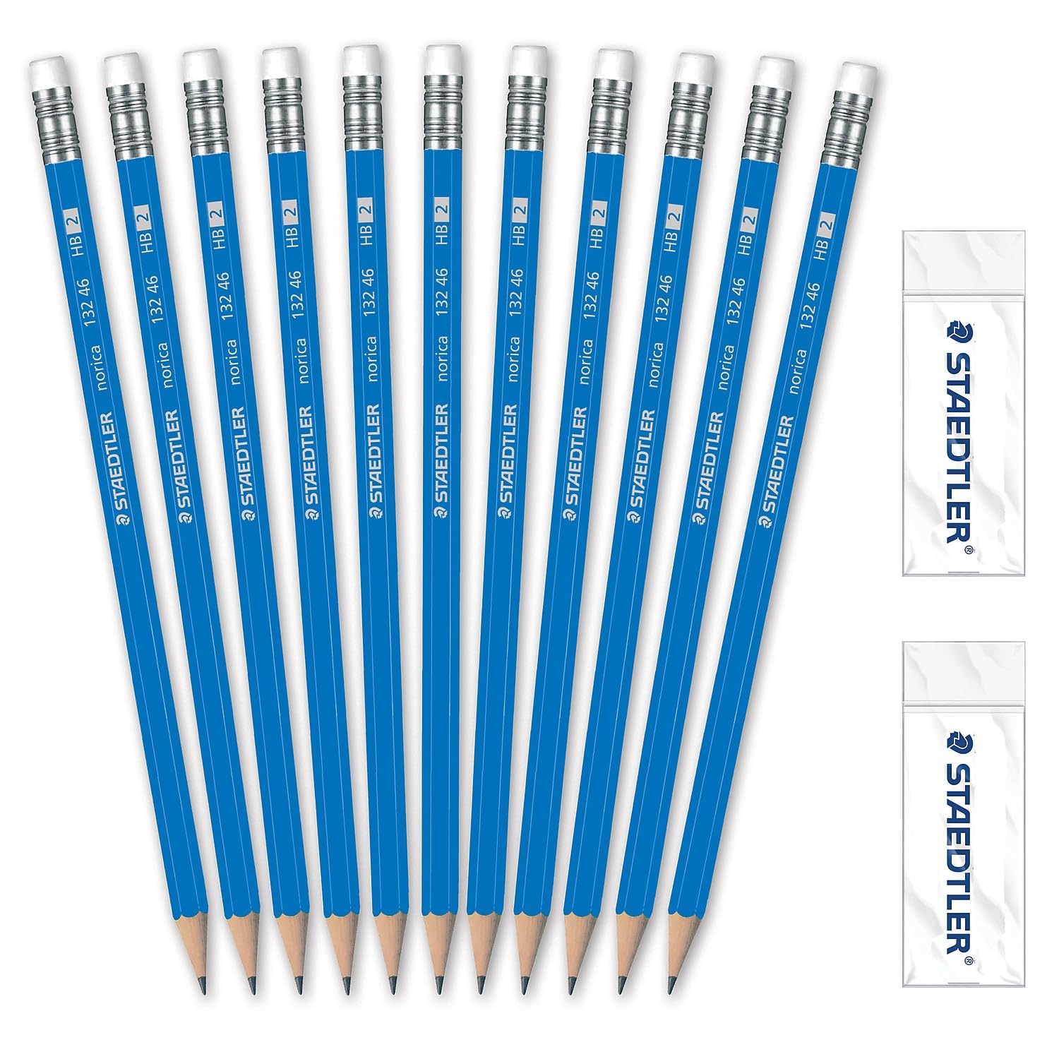 STAEDTLER Norica #2 HB Pencils Class Pack with Erasers, 500-Count School Supplies Set, Break-Resistant Lead, Pre-Sharpened Bulk Pack, PVC-Free Erasers