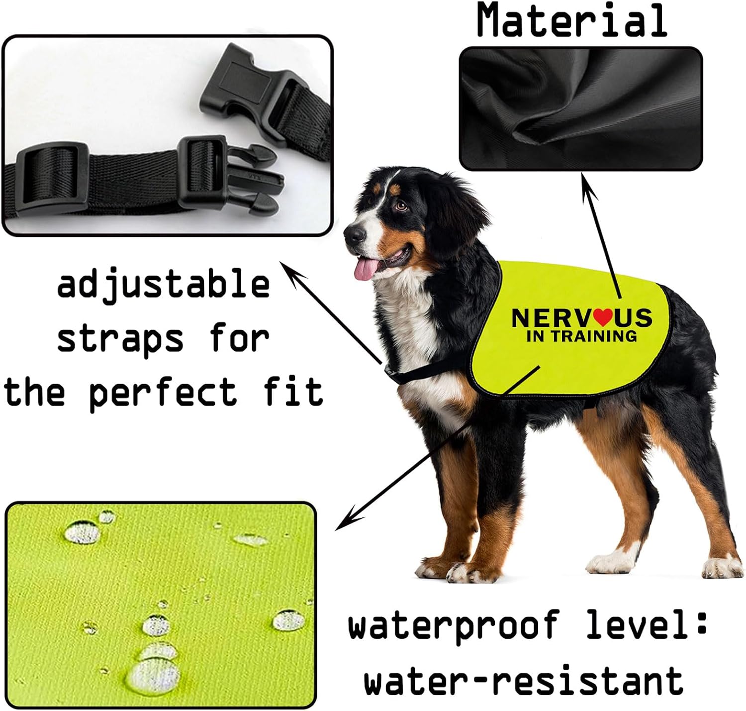 CENWA Reactive Dog Jacket Vest Dog Reactive Training in Progress Service Dog Slogan Warning Vest (Training Nervous L)