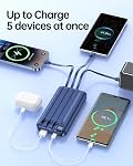 Power Bank Portable Charger with Built in Cable, 20000mah Battery Pack Blue | USB C 22.5W Fast Charging, LED Display, 5 Outputs & 3 Inputs, for Travel Essentials iPhone Android Phones Tablets
