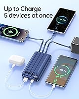 Vista 4 de Portable Charger with Built in Cable - Power Bank Fast Charging USB C LED Display 10000mah Battery Pack 5 Outputs & 3 Inputs for Travel Essentials