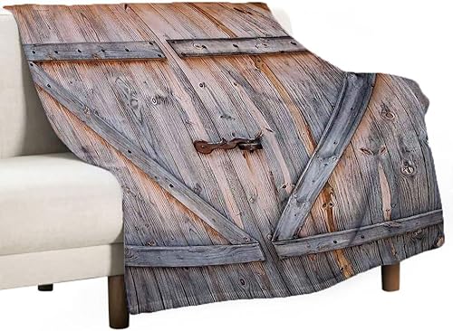 Miniatura 2 de Manta rústica, puerta de garaje de madera antigua, imagen de obra de arte estilo granja nativa americana, para dormitorio, sofá, sala de estar,